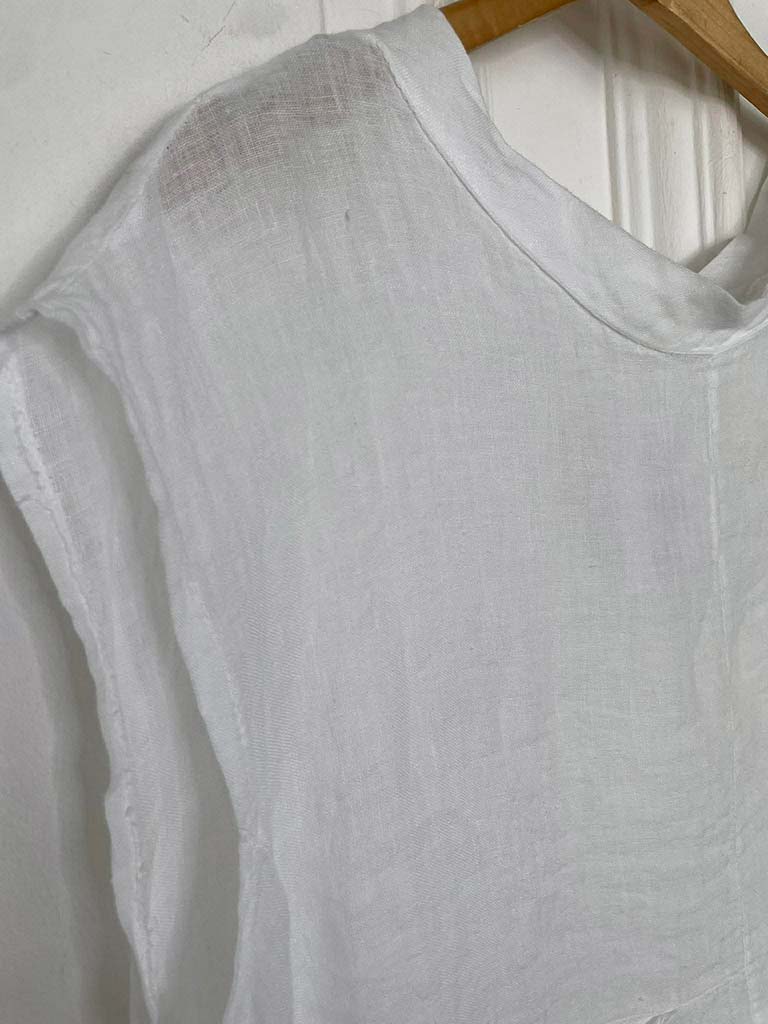 Linen Dip Back Top - White
