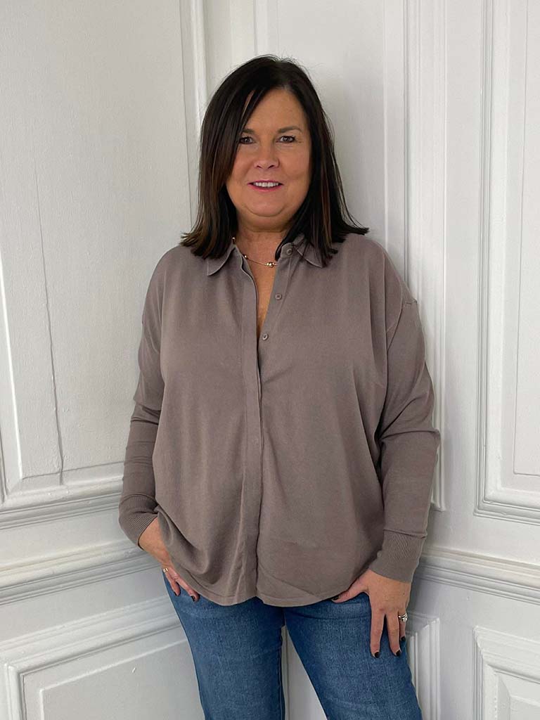 Malissa J Shirt Knit - Mushroom