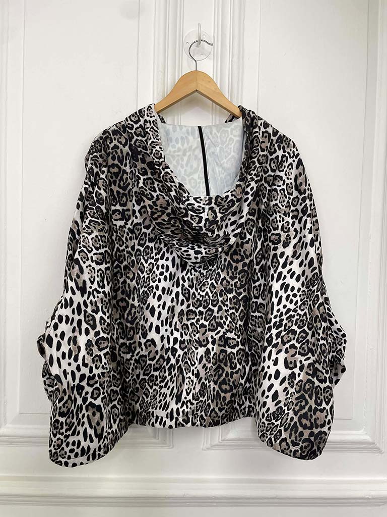 Malissa J Hooded Zip Leopard Jacket