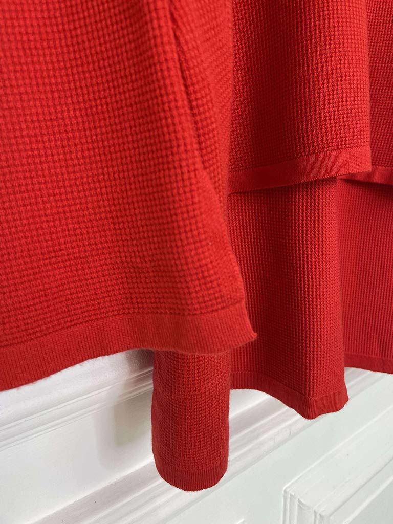 Waffle Drop Back Knit - Cherry