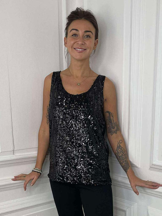 Sequin Vest - Black