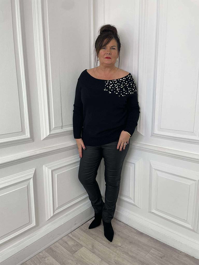Malissa J Belle Bardot Knit - Black