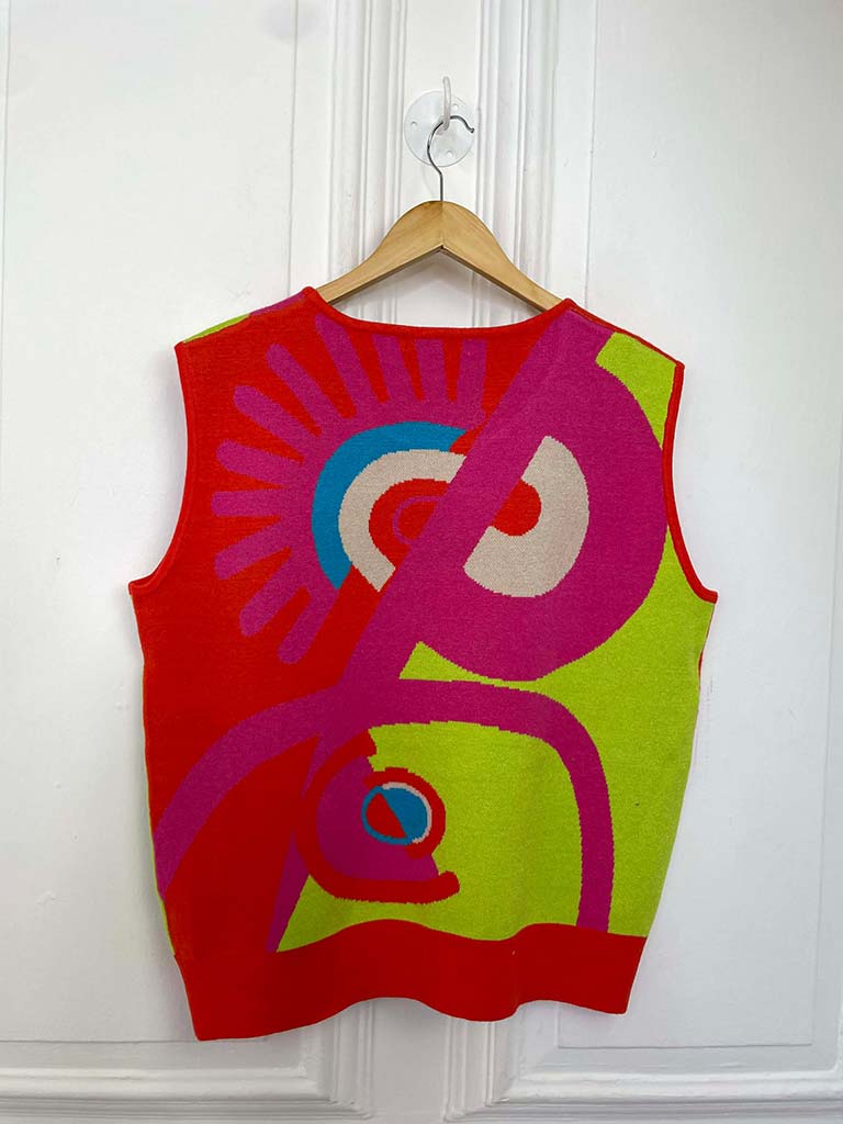 Malissa J Abstract Tank Knit - Lime