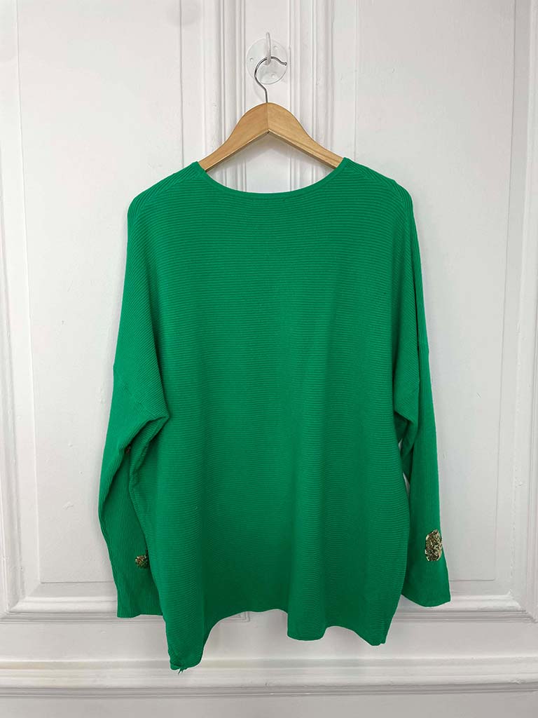 Sequin Heart Knit - Green