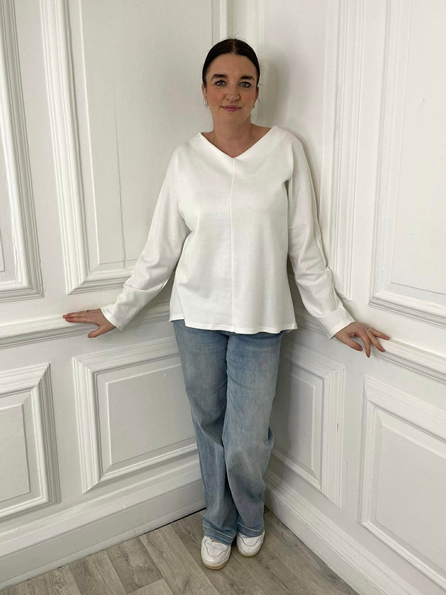 Sports Luxe Sweat Top - White