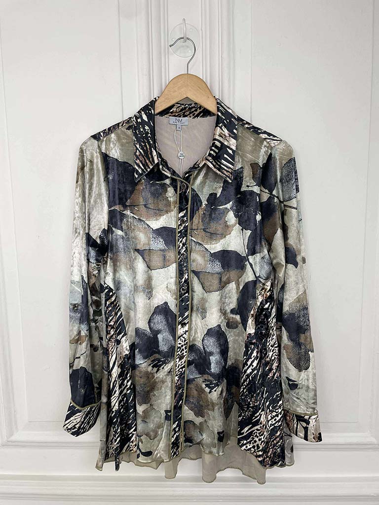 Floral & Animal Print Velvet Shirt