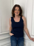 Scalloped Edge Vest - Navy