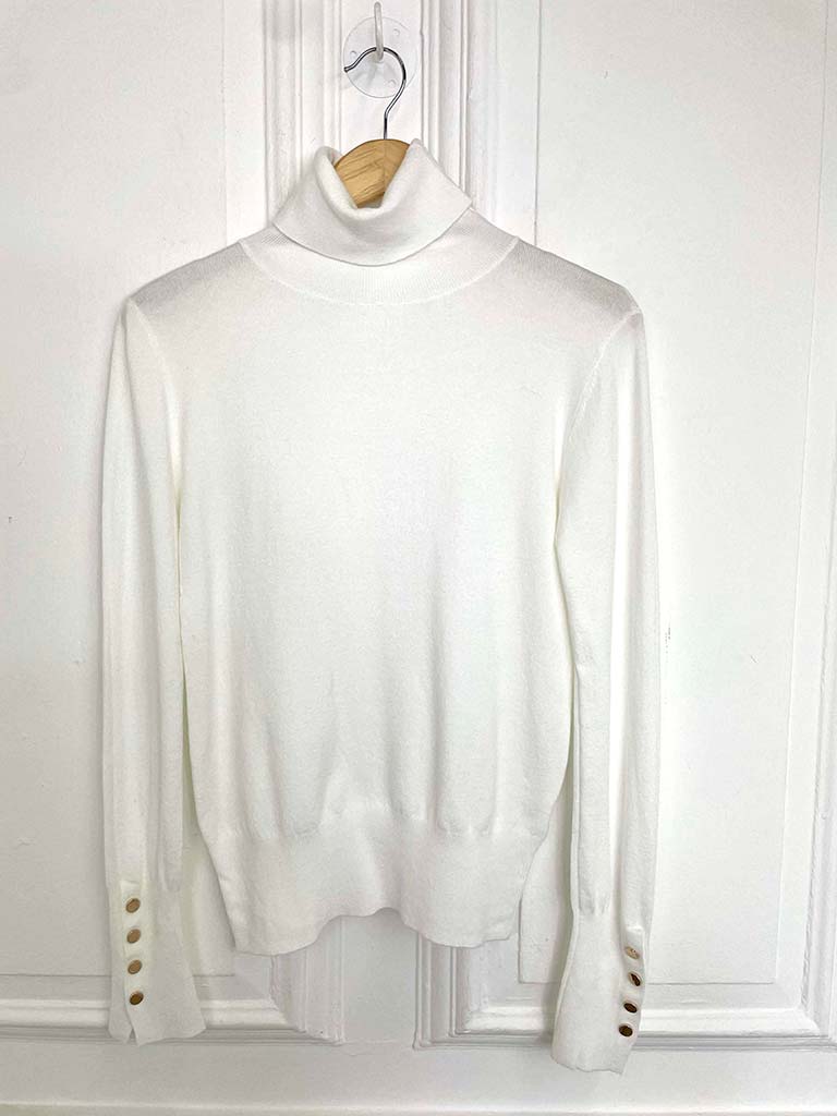 Gold Button Polo Knit - Warm White