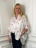 Ocean Embroidered Artist Shirt - White