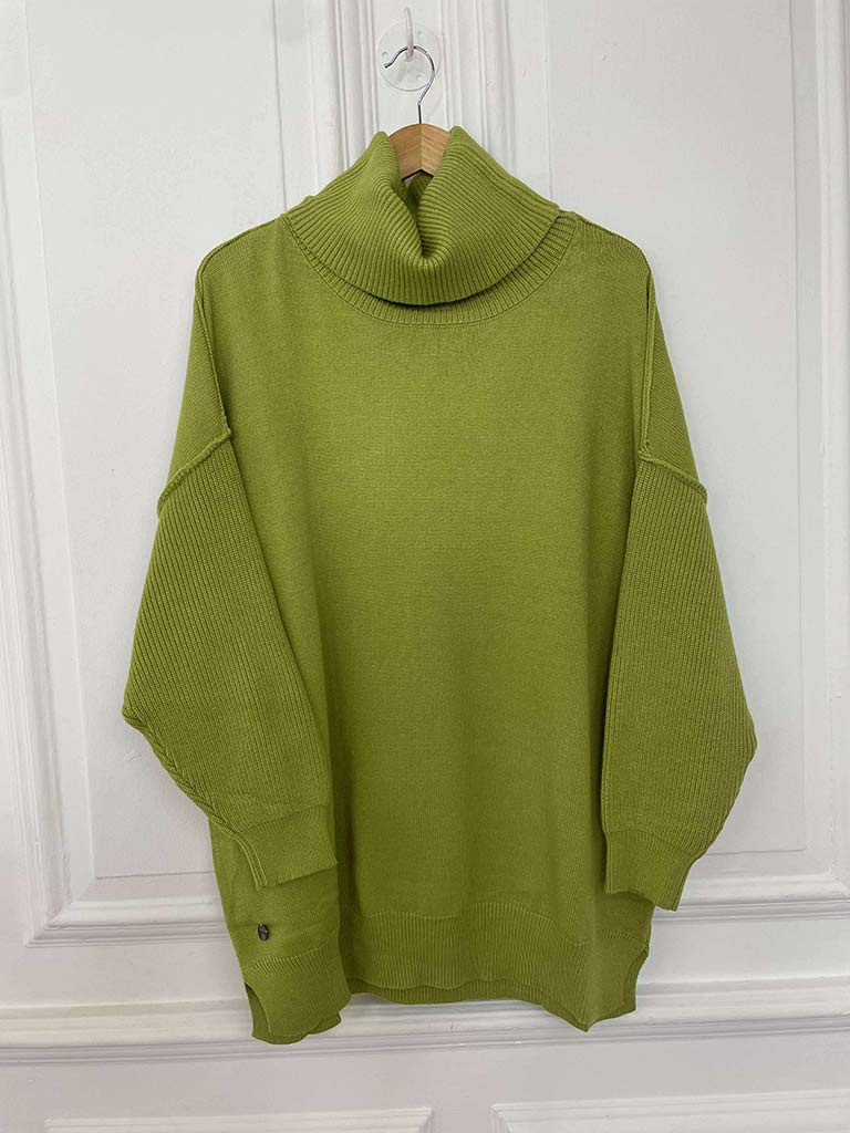 Malissa J Exposed Seam Polo Knit - Lime