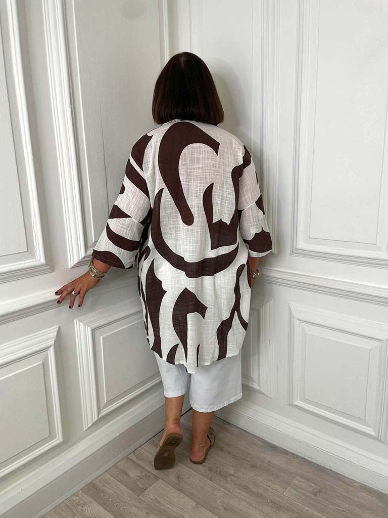 Abstract Throwover Shirt - Chocolate