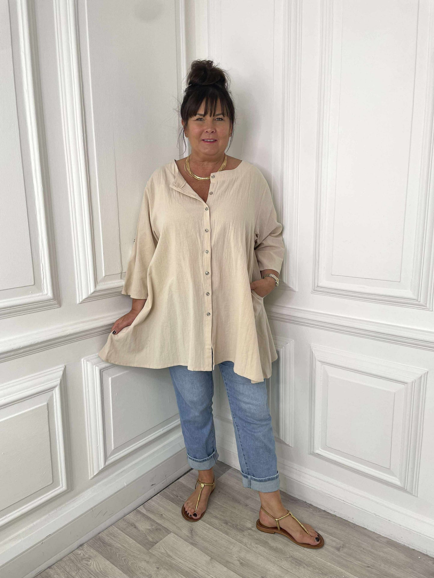 Cotton Swing Tunic - Stone