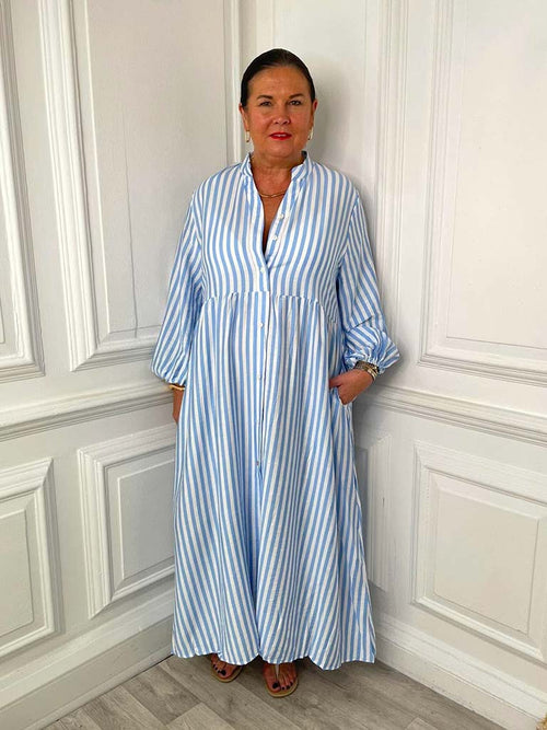 Striped Maxi Dress - Sky Blue