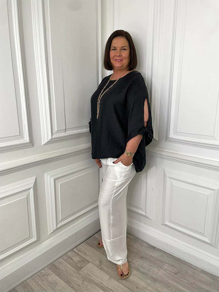 Tie Sleeve Top - Black