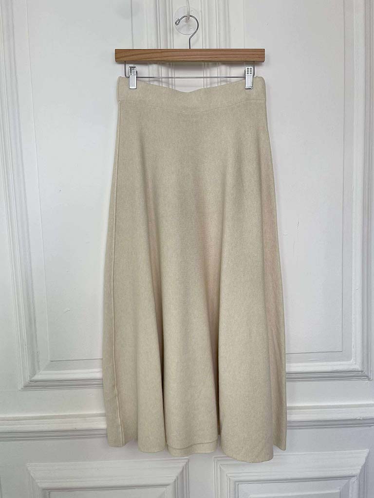 Knitted A-Line Skirt - Ecru
