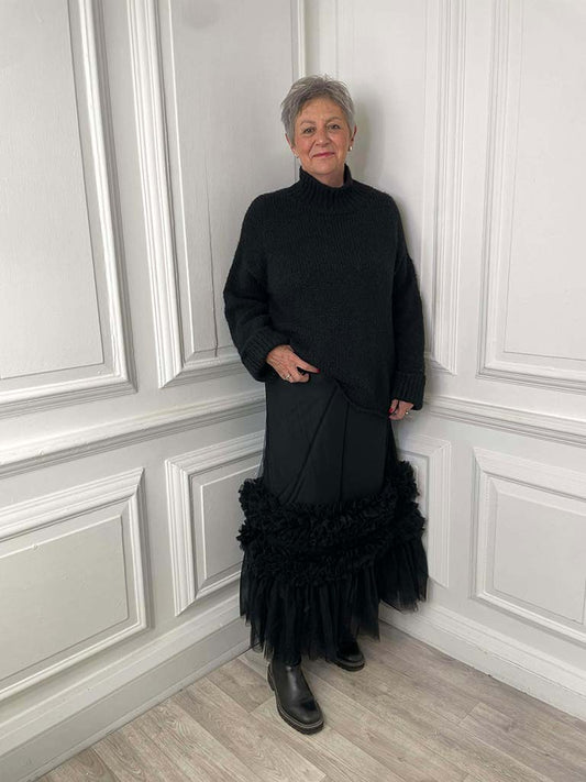 Malissa J Ruffle Mesh Skirt - Black