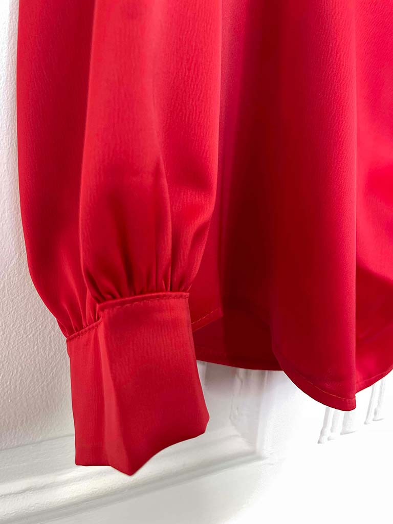 Draped Neck Blouse - Scarlet