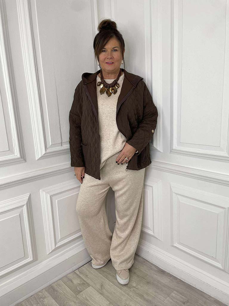 Quilted Hooded Jacket - Chocolate