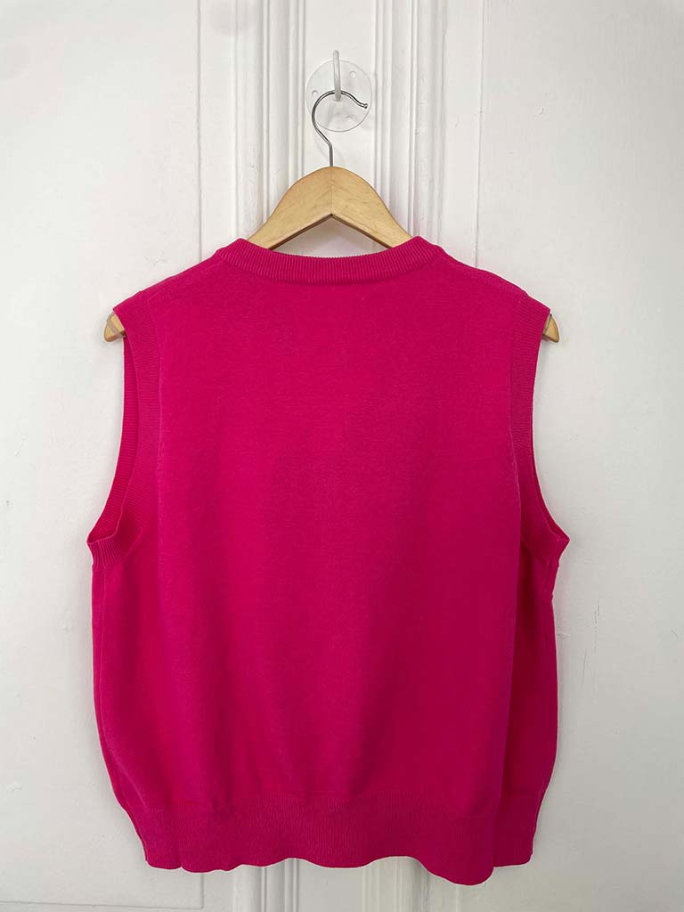 Malissa J Buttoned Tank Knit - Hot Pink
