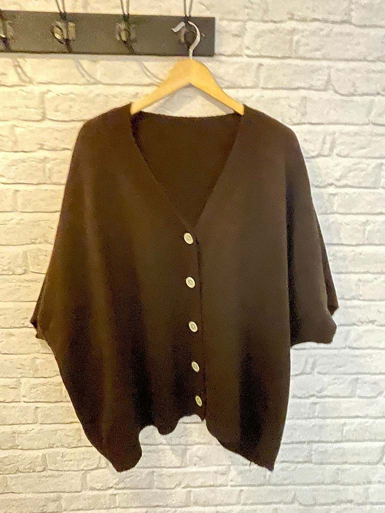 Slouchy Batwing Cardigan - Espresso
