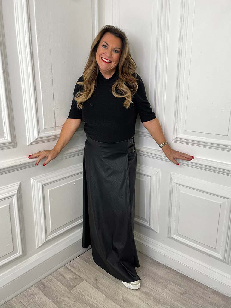 Shimmer High Neck Top - Black