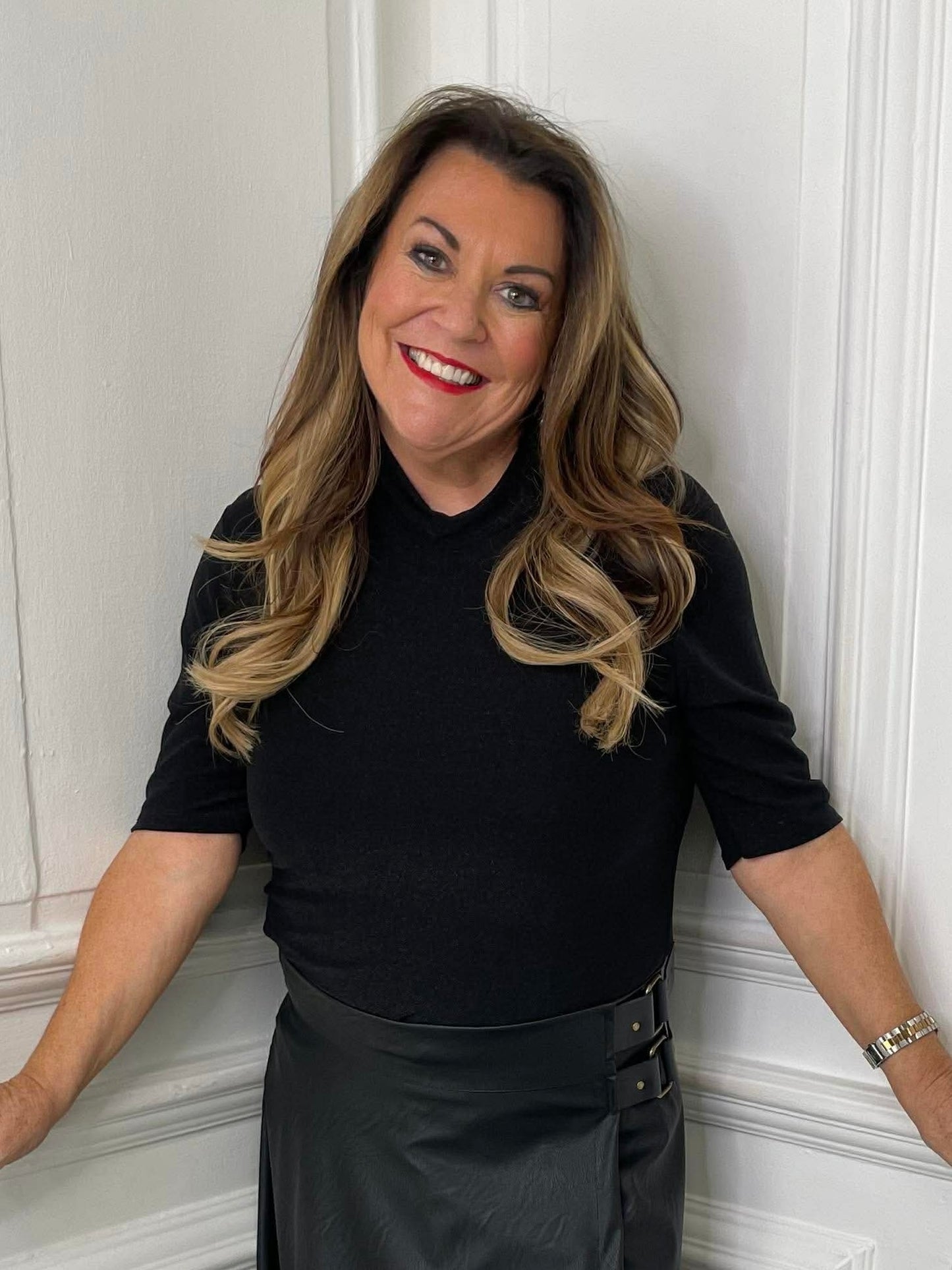 Shimmer High Neck Top - Black