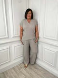 Textured Palazzos - Pebble