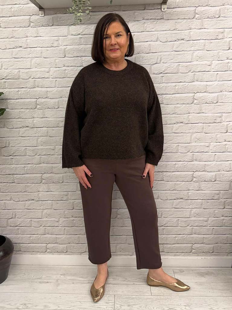 Malissa J Studded Cigarette Trousers - Chocolate
