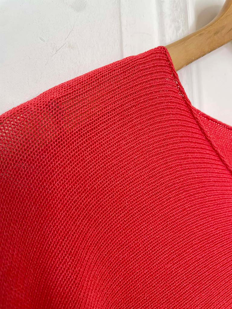 V-Neck Raw Edge Knit - Coral