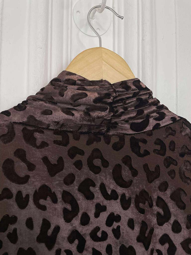 Velvet Long Leopard Jacket - Chocolate