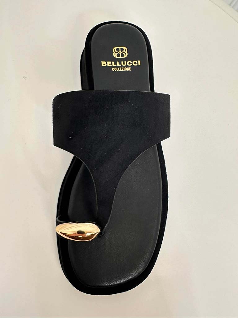 Flatform Toe Ring Sandals - Black