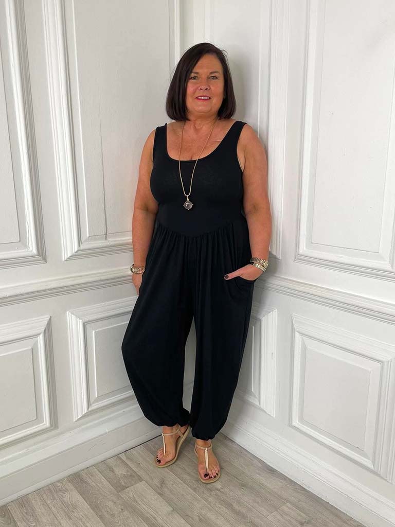 Jersey Balloon Jumpsuit - Black
