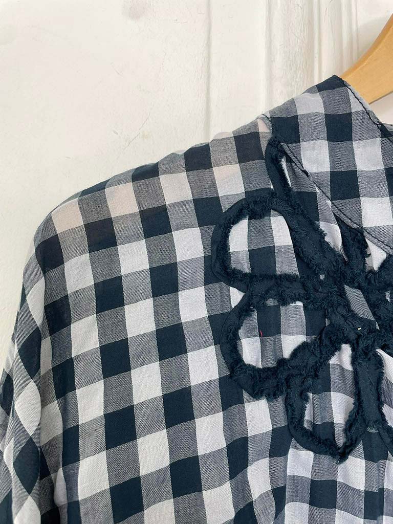 Gingham Floral Shirt - Navy