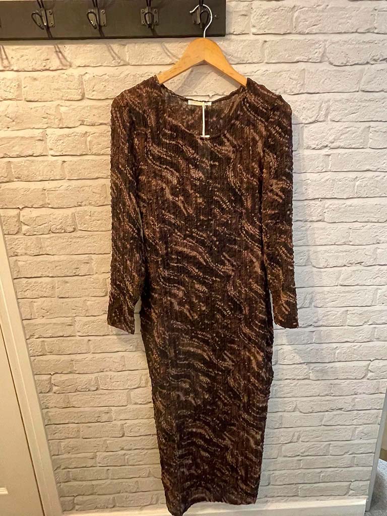 Malissa J Tie Dye Crinkle Dress - Brown