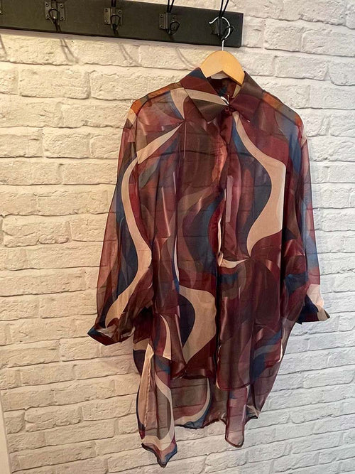 Vintage Swirl Shirt - Plum & Cocoa