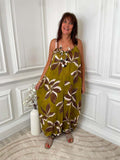 Botanical Escape Jumpsuit - Olive Green