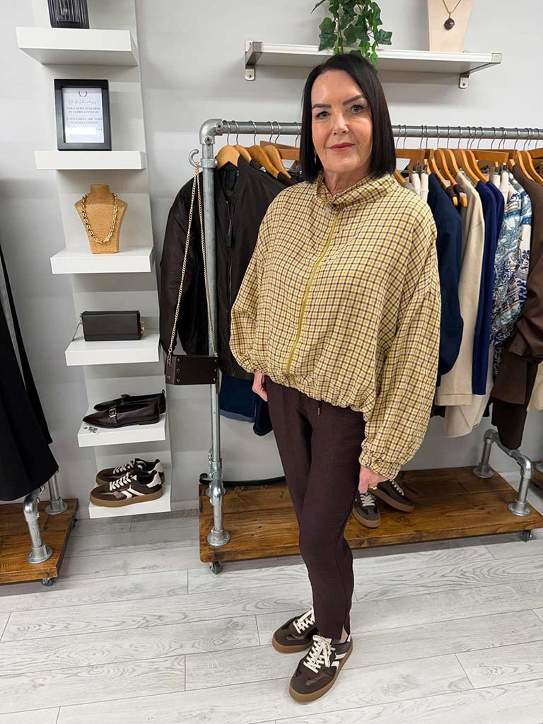 Check Bomber Jacket - Mustard & Tan