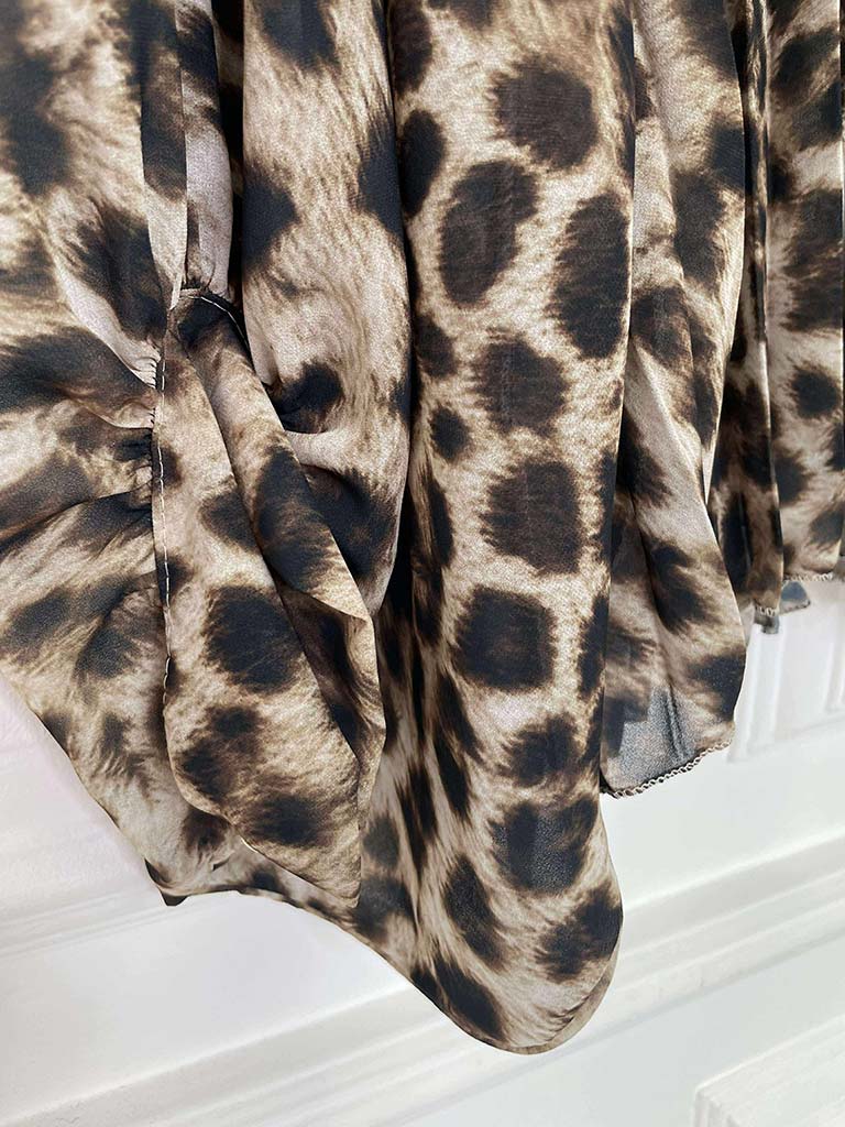 Pleated Leopard Blouse