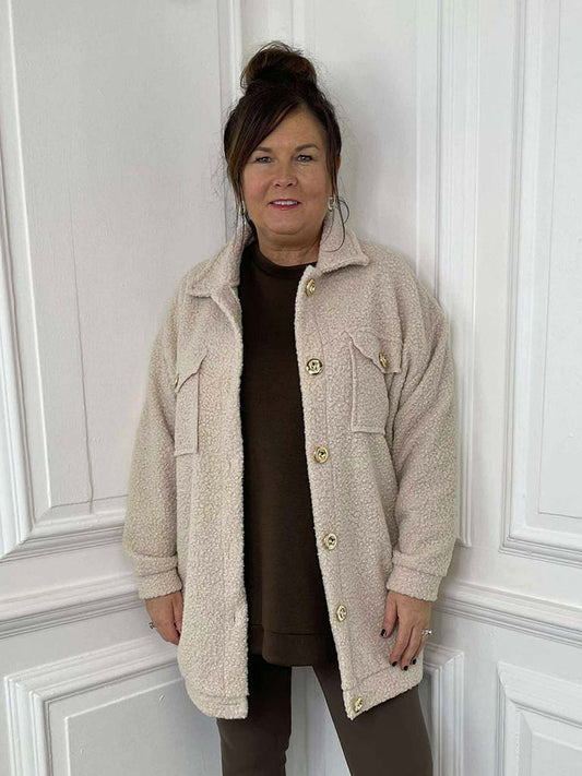 Boucle Boyfriend Jacket - Stone