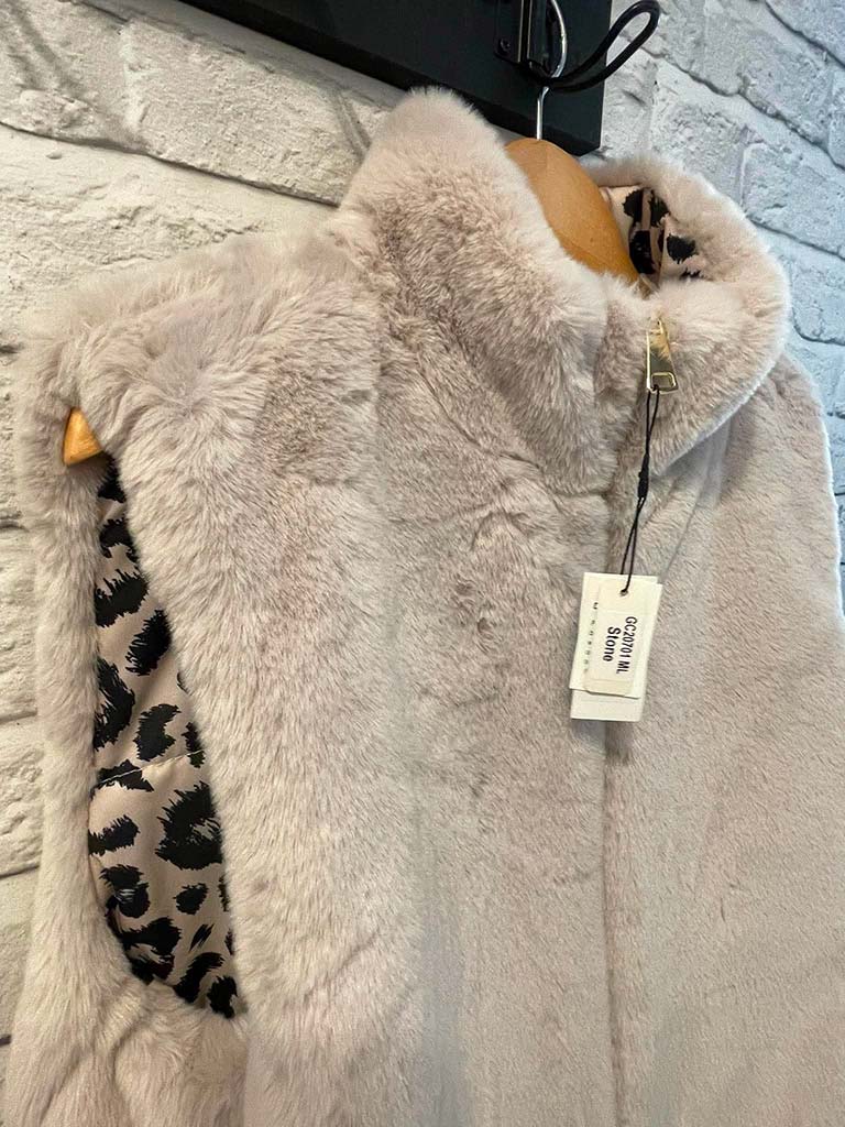 Malissa J Reversible Gilet - Stone Leopard