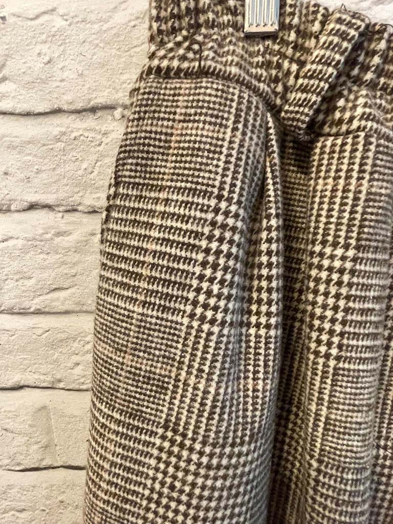 Turn Up Houndstooth Trousers - Latte