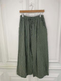 Seersucker Stripe Palazzos - Khaki