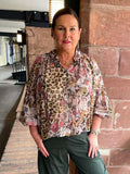 Floral & Animal Print Blouse - Olive