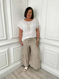 Wide Leg Stripe Palazzos - Toffee