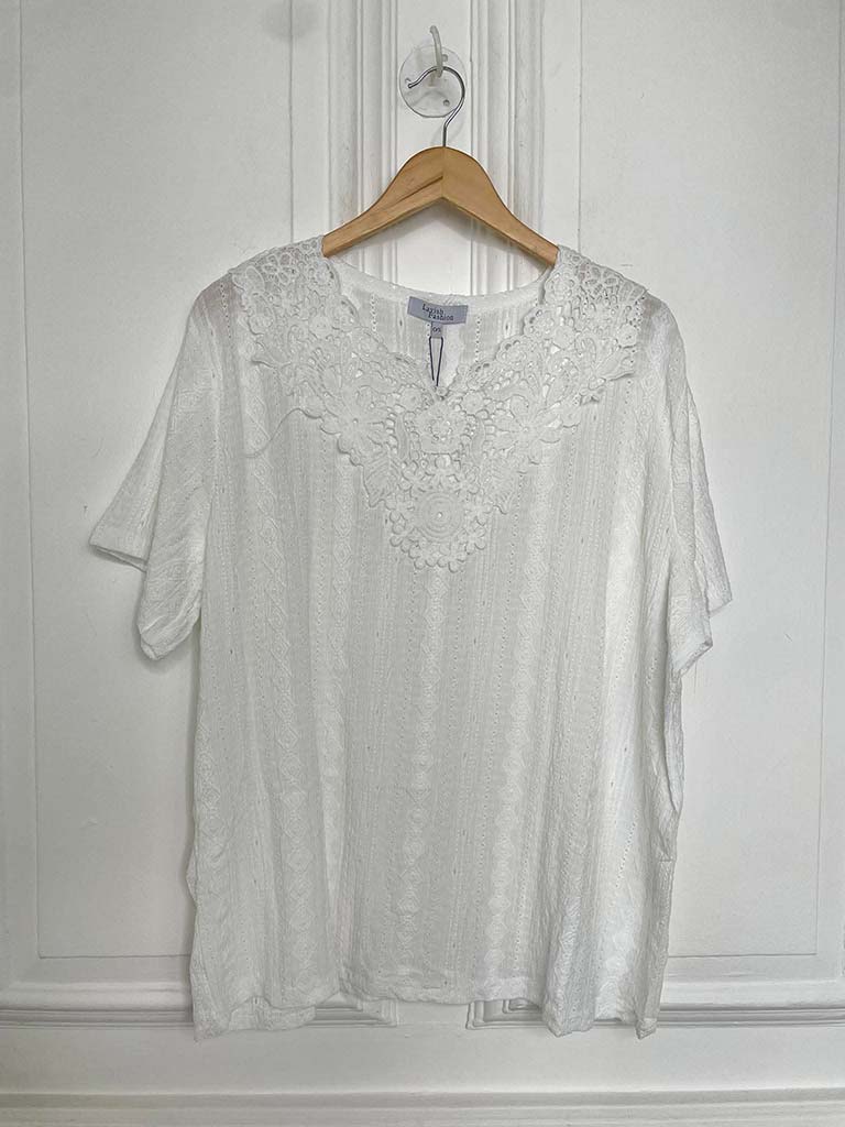 Broderie Anglaise Tee - White
