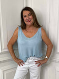 Knitted Vest Top - Sky