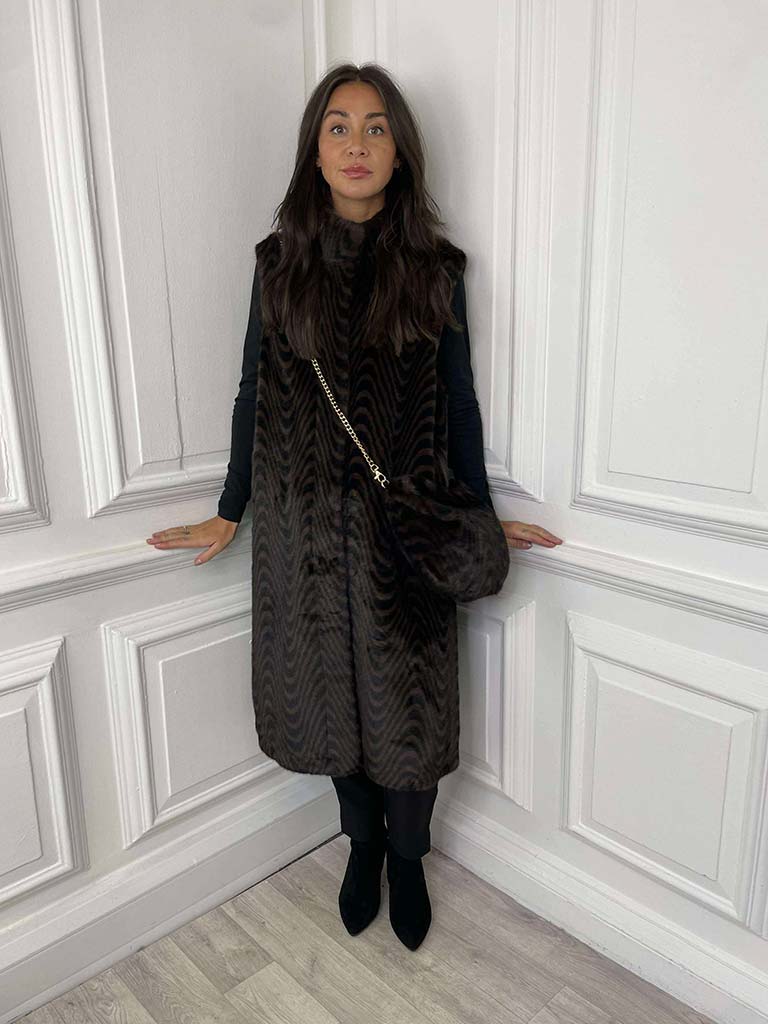 Malissa J Faux Fur Long Luxe Gilet - Swirl