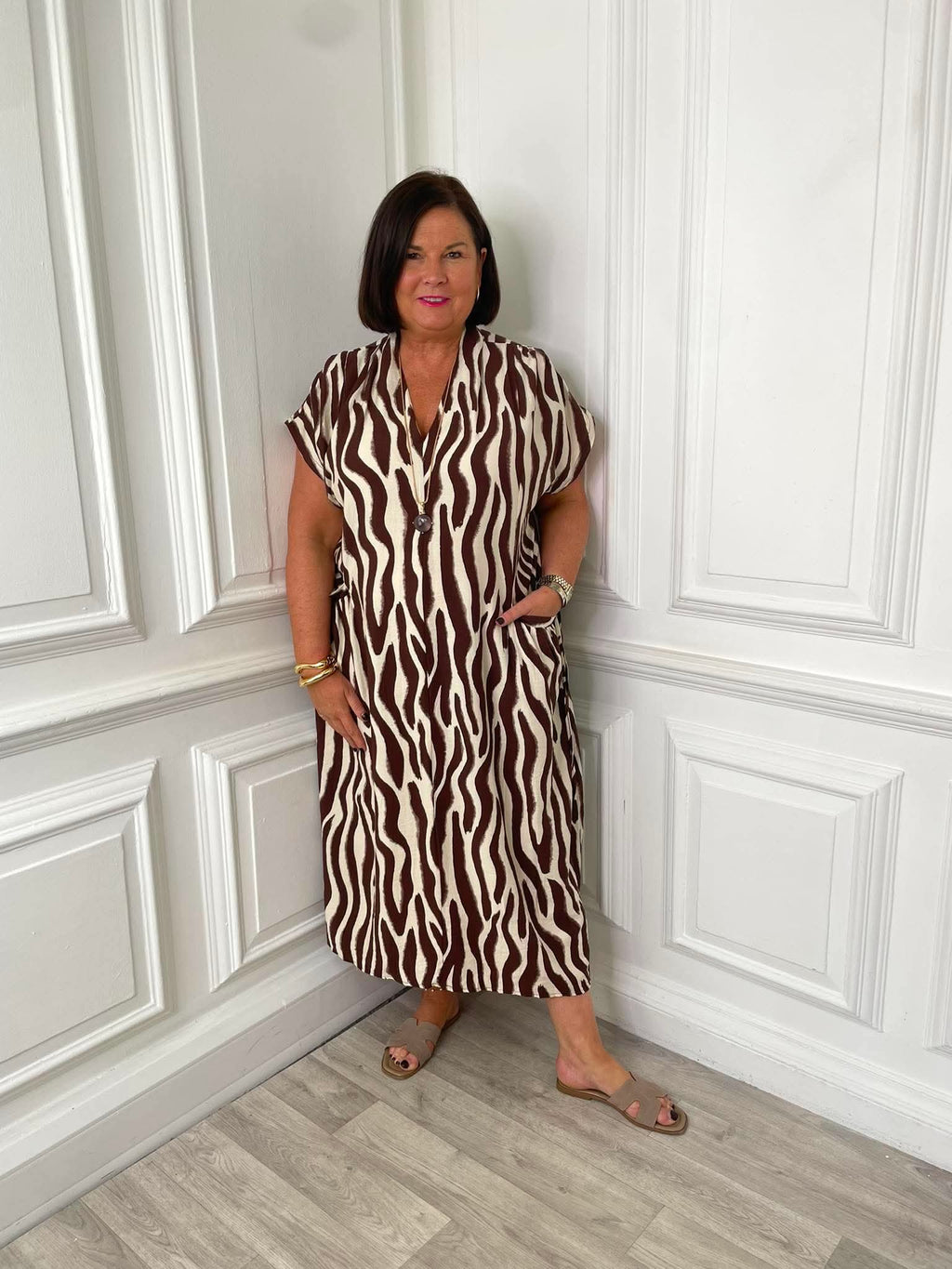 Zebra Print Pocket Dress