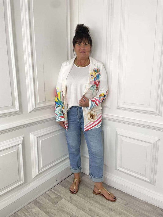 Frida Kahlo Print Blazer - White
