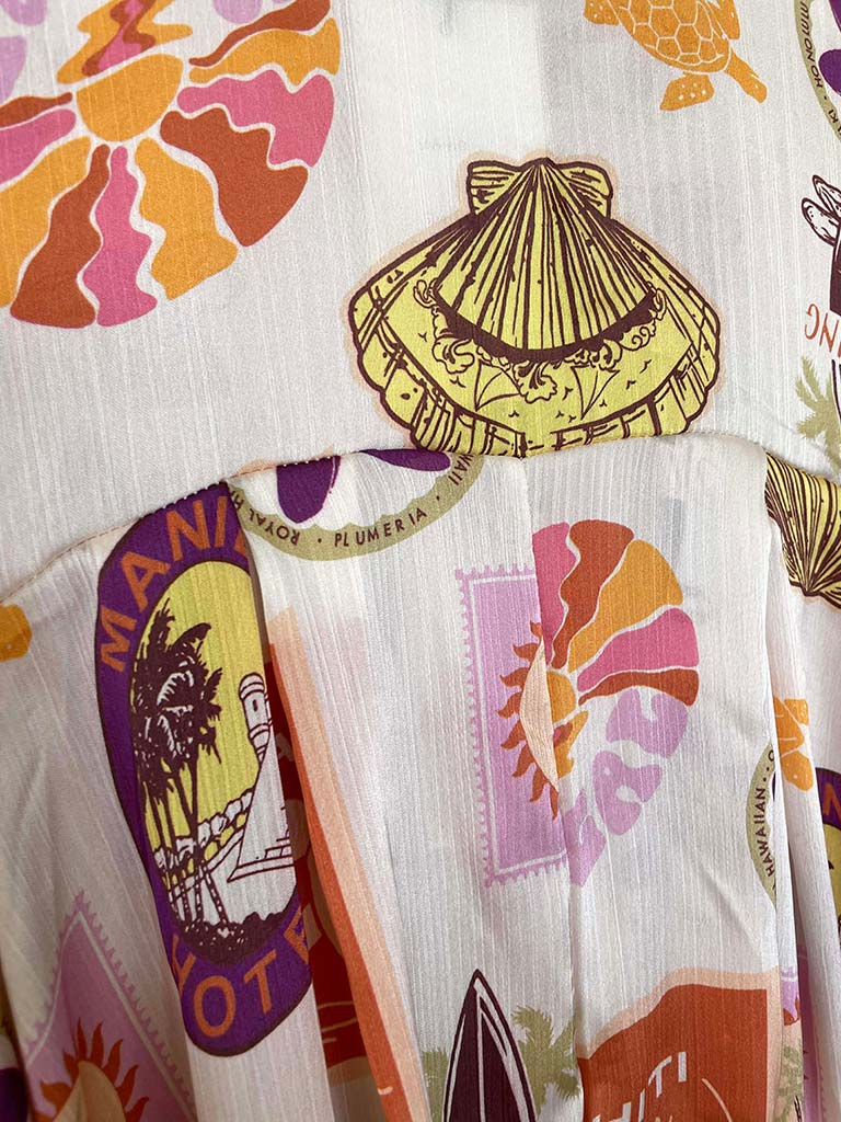 Tahiti Pussybow Blouse - Sunset